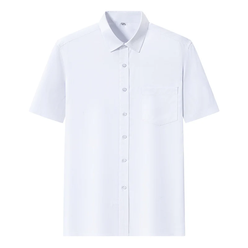 New Men Dress Shirts Short Sleeve Summer Slim Fit Camisa Anti-Wrinkle Social Business Social Blouse Pocket White Shirt S-7XL