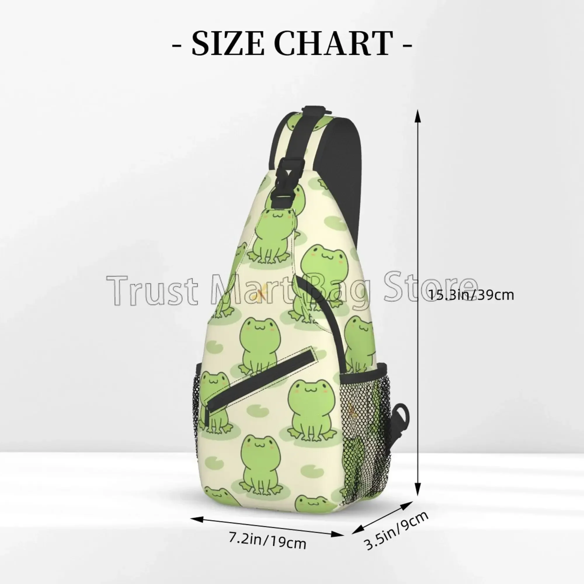 Cute Frog Print Sling Bag Crossbody Backpack Lightweight Chest Bag with Adjustable Shoulder Bag Casual Daypack for Travel Hiking