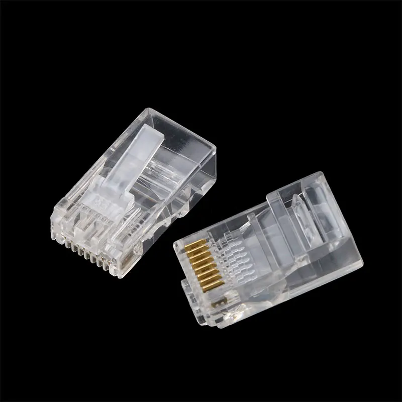 10-100 sztuk RJ45 CAT5 CAT5e 8P8C modułowa głowica kablowa przejściówka Adapter Ethernet pozłacane złącze sieciowe głowice kryształowe