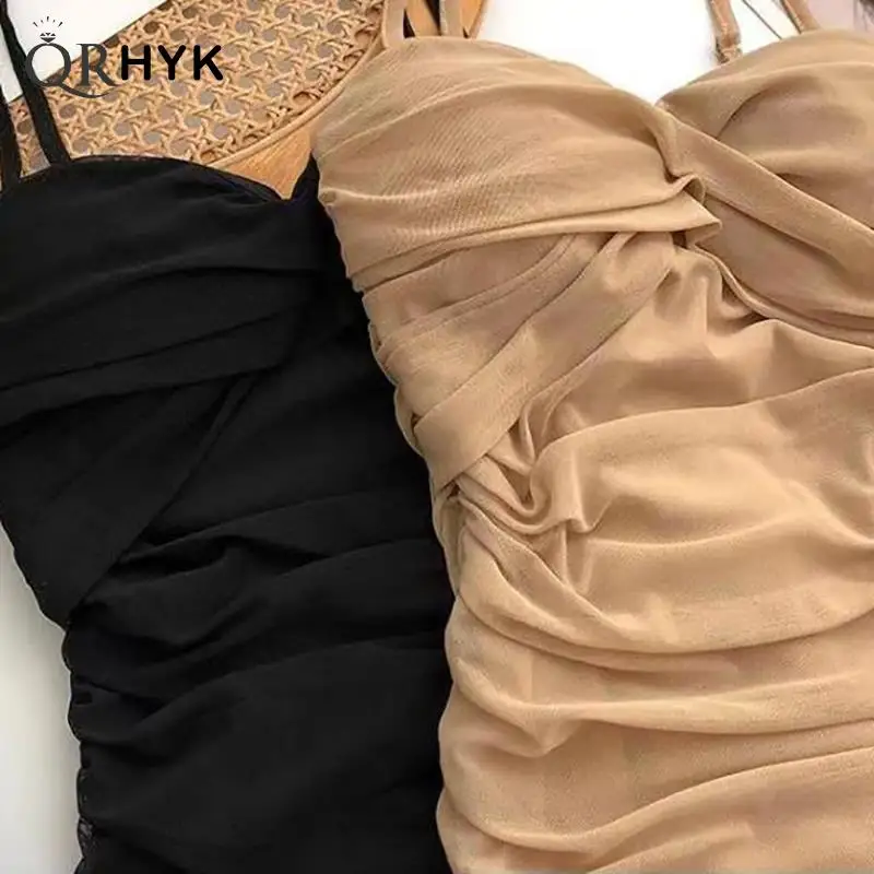 Dresses Women Sexy Club Shirring Design Summer Leisure Lady Mini Straps Dress
