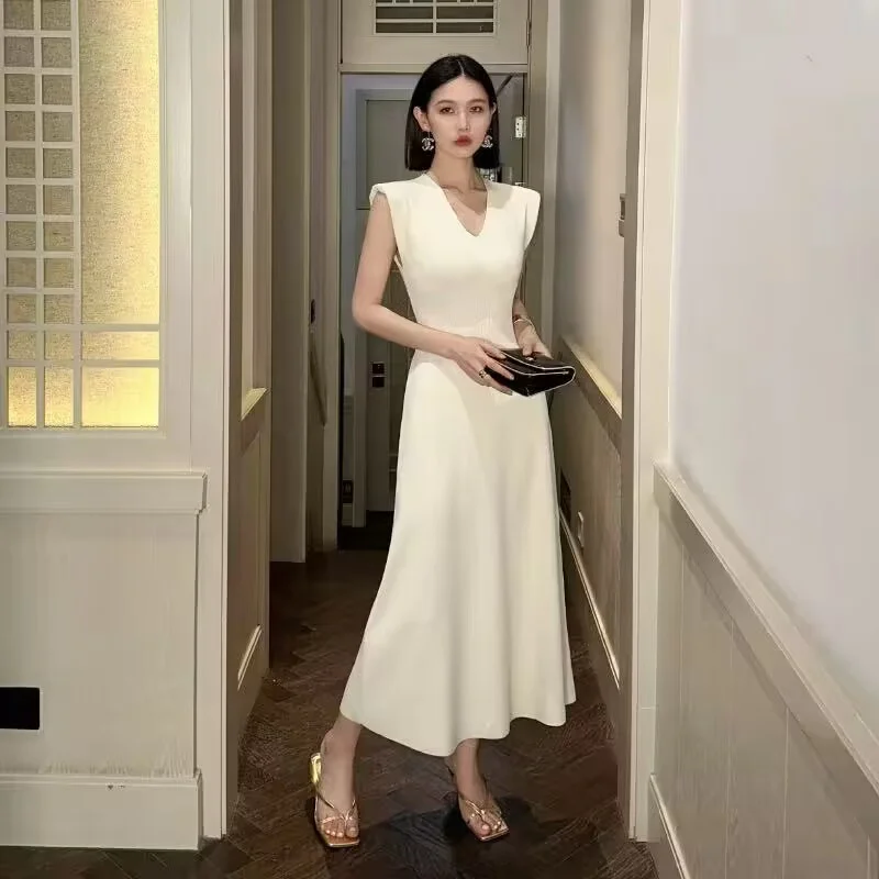 

Women Dress Summer White Elegant Evening Night Party Midi Dress Beach Holiday Vestidos
