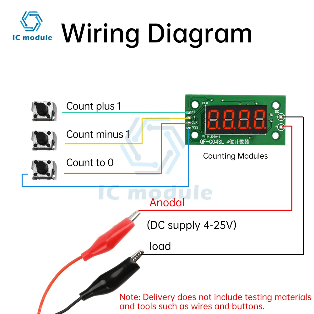 Módulo contador de tubo digital de 4 dígitos DC 4-25V 0,36 polegadas Módulo de contagem de quantidade de interruptor de baixo nível
