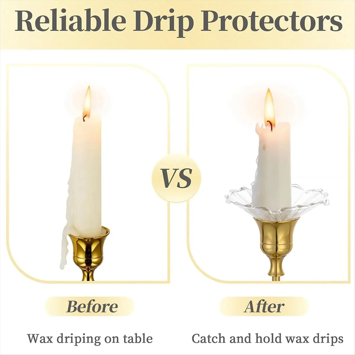 B-est Glass Bobeches for Candlestick Holders,12 Pcs Ribbed Candle Drip Protectors Candle Rings for Tapers, Candle Drip Catcher