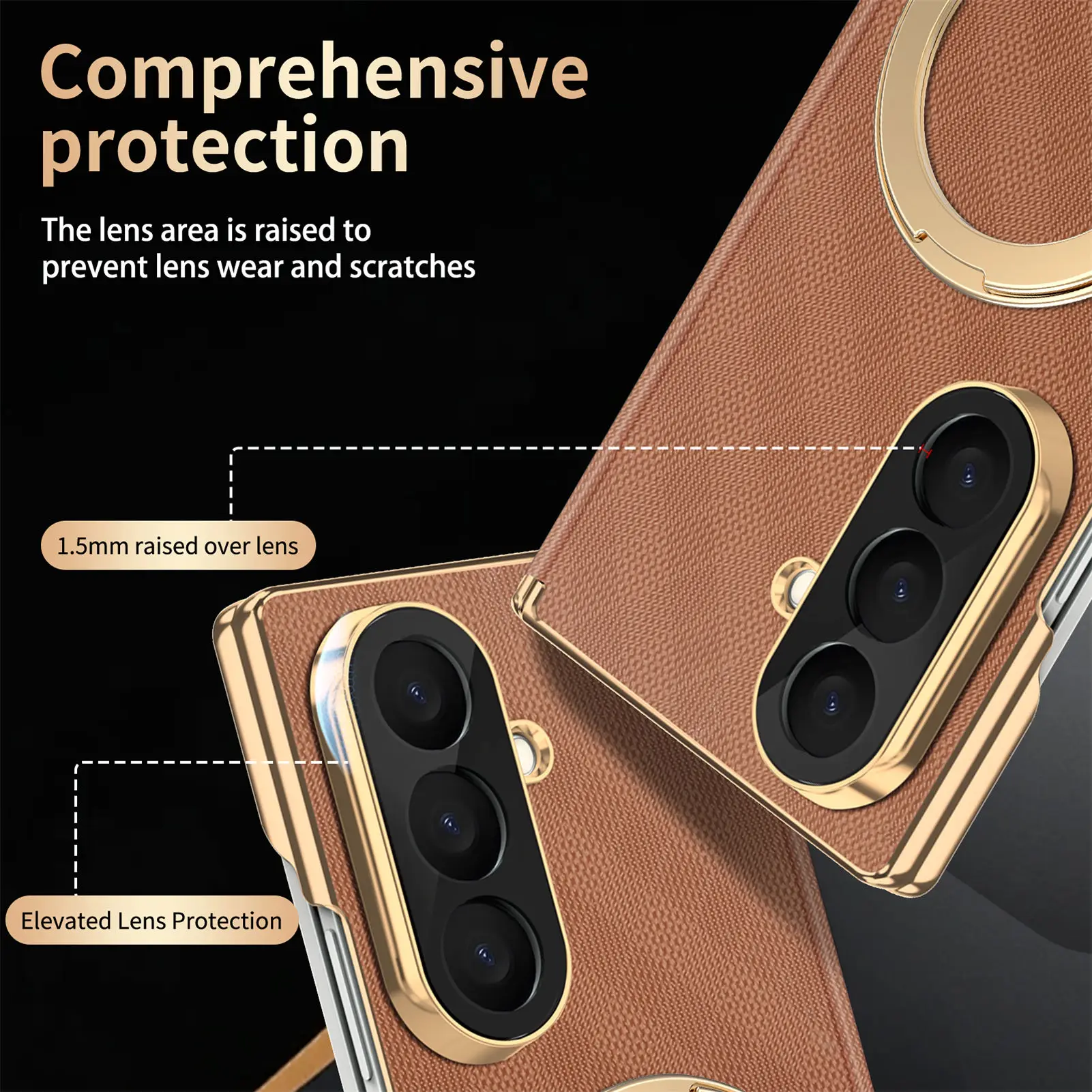 Luxury 360 Rotating Magnetic Kickstand Skin Feel Leather Case for Samsung Z Fold8 Ultra 7 6 Shockproof for Magsafe Slim Cover