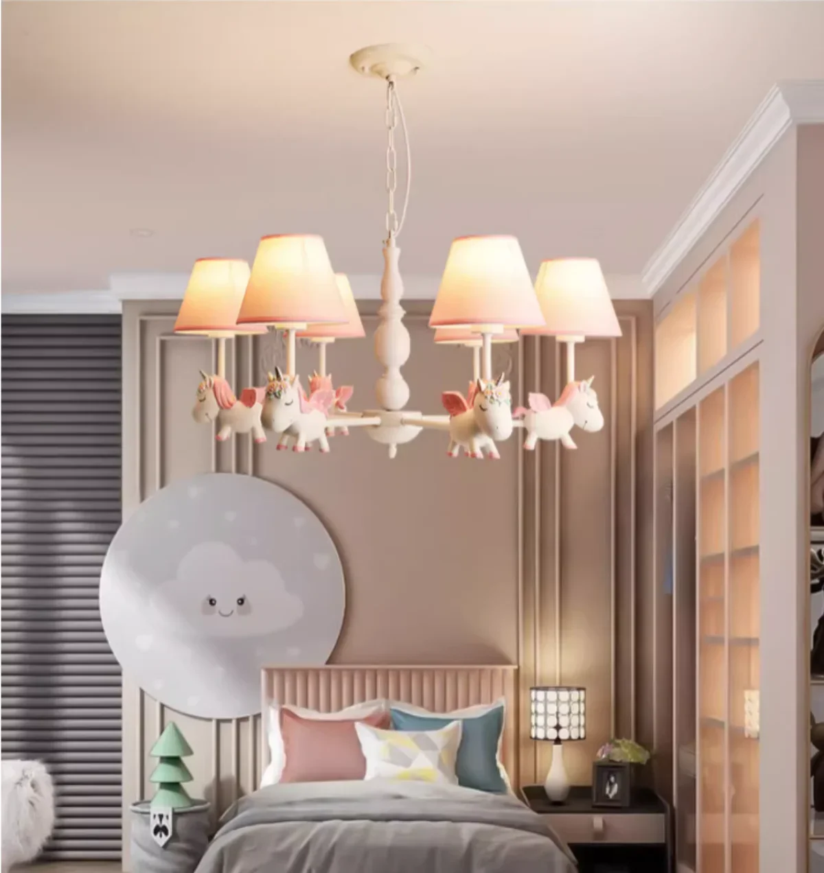 Cartoon creation Pegasus chandelier boys girls bedroom children's room light Mediterranean Garden simple and lovely chandelier