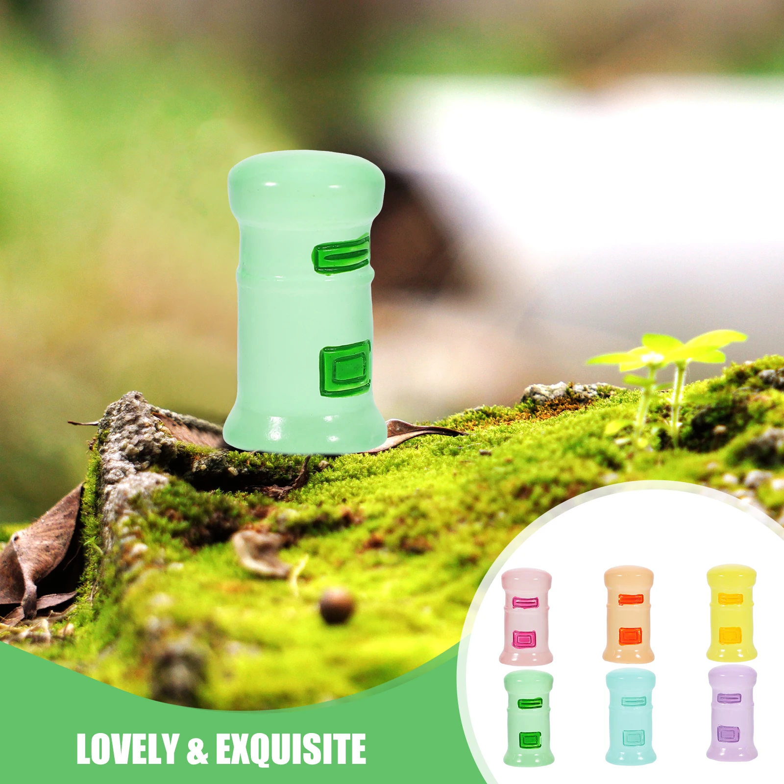 

30 Pcs Luminous Mailbox Decoration Resin Miniature Parts Night Ornament Cartoon DIY Transparent Planter Long Lasting