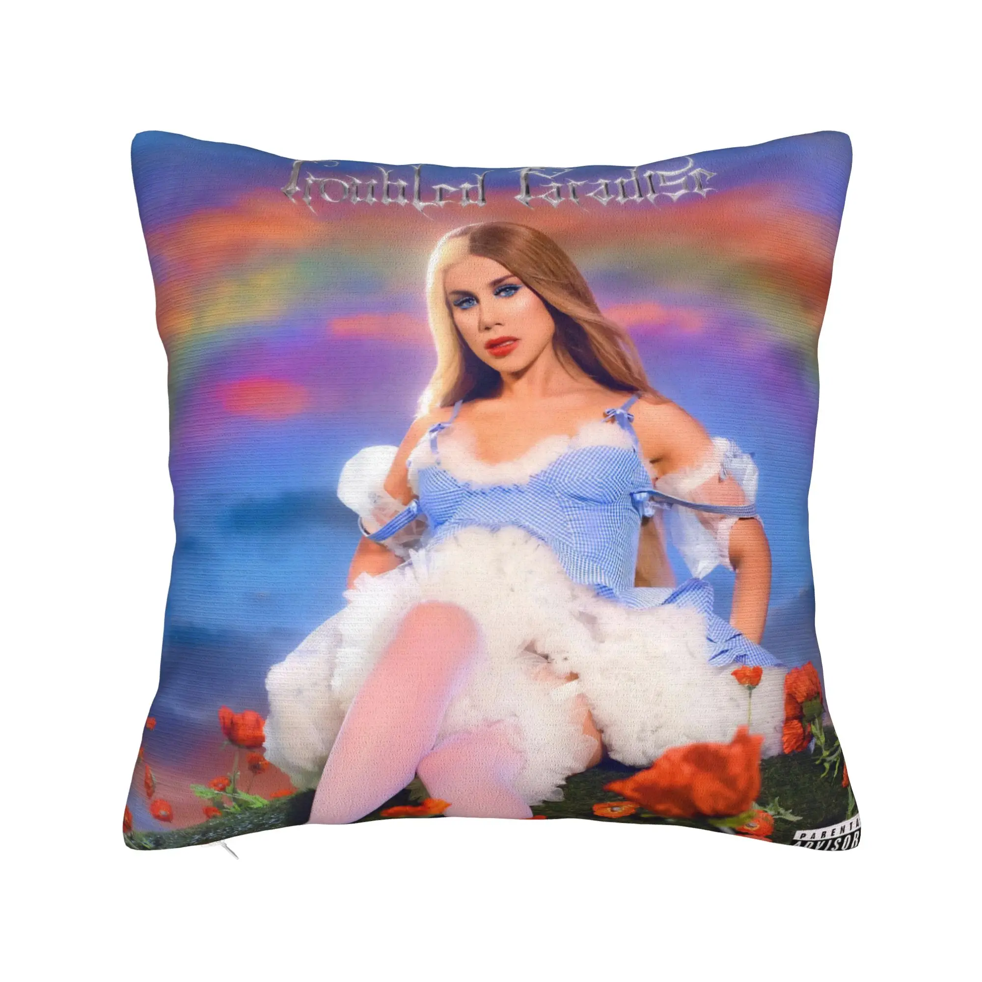 Slayyyter Troubled Paradise Pillowcase Polyester Cushion Cover Decoration  Throw Pillow Case Cover Home Square 45X45cm