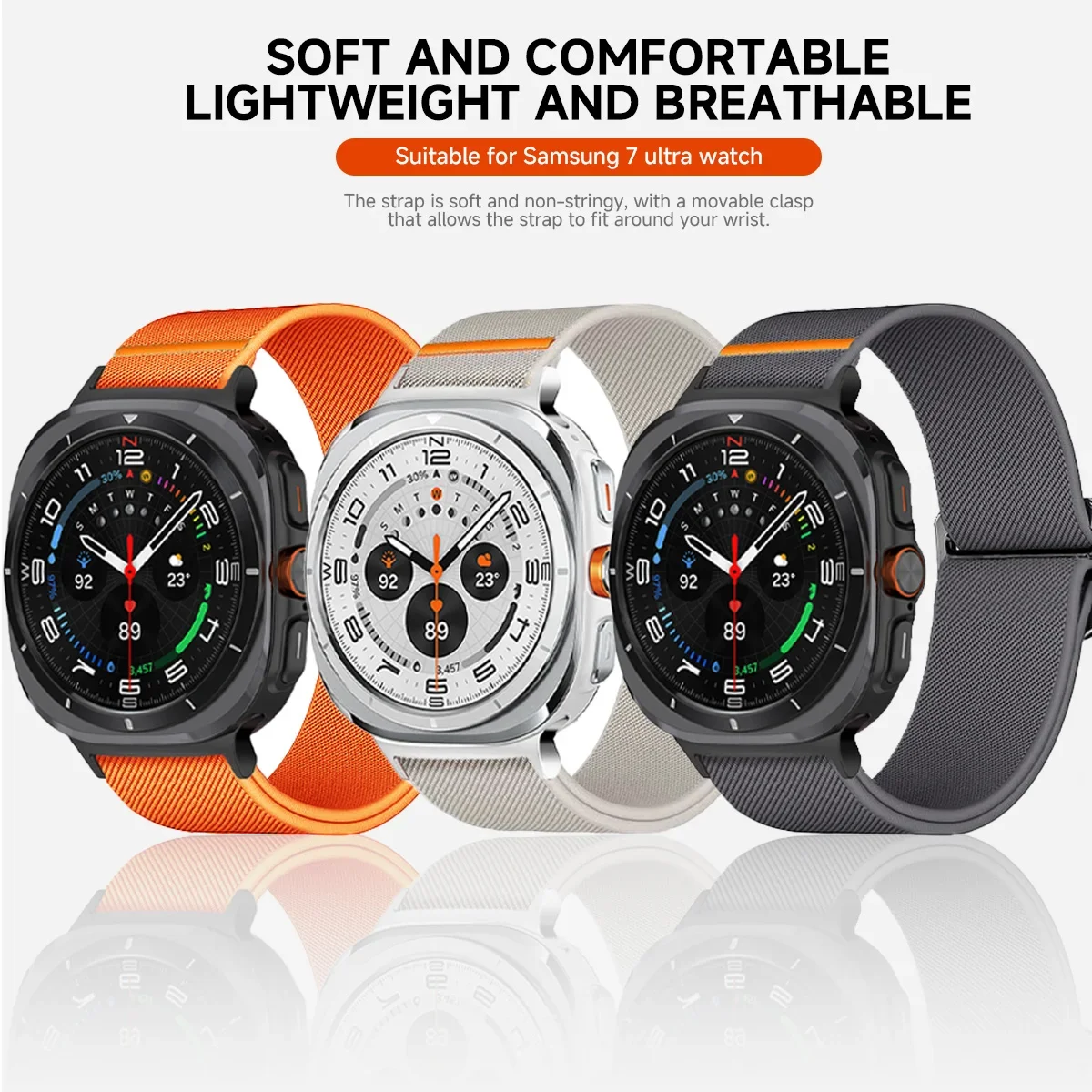 Nylonowy pasek do zegarka Samsung Galaxy Watch Ultra 47 mm Elastyczna sportowa bransoletka na rękę Correa do zegarka Galaxy Watch 7 Ultra Band