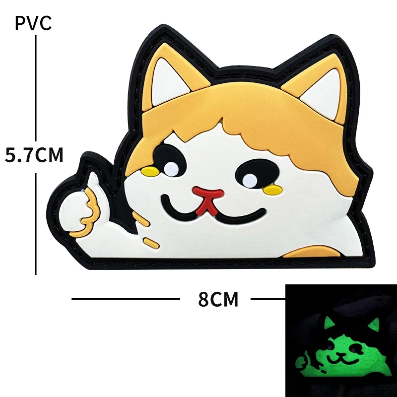 Cartoon Cat embroidery patch mouse luminous PVC Hook Loop armband outdoor DIY backpack Tactical Patches Backing