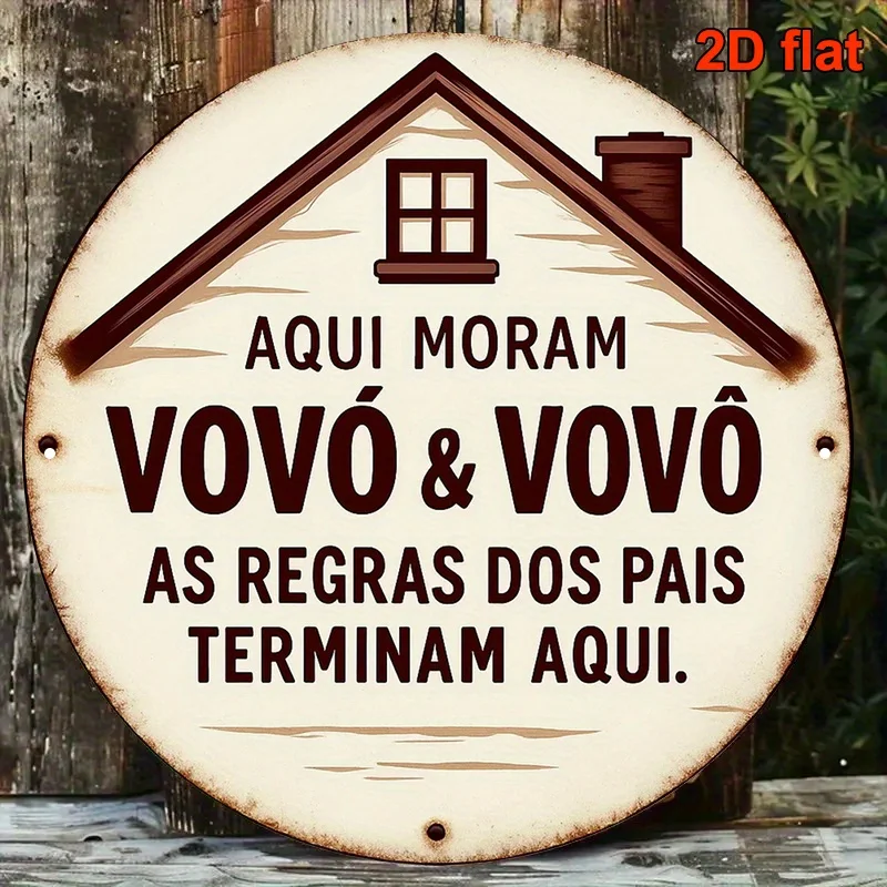 A Round Aluminum Sign Measuring 20.32X20.32 cm (Approximately 20X20 Centimeters), Decorated with a Vintage-Style 