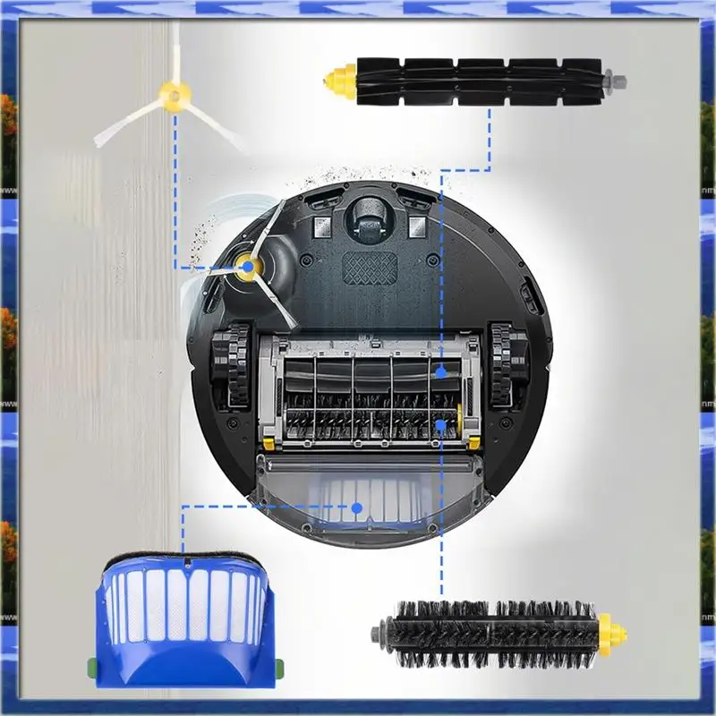 مجموعة ملحقات الفلتر والفرشاة من البلاستيك الأسود والأزرق لسلسلة Irobot Roomba 600 605 606 و500 Series 564 585 595 #5