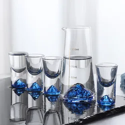 Crystal Liquor Vodka Shot Glass Blue Mountain Wine Glasses Whiskey Glass Spirits Japanese Sake Korean Soju Brandy Shot Cup