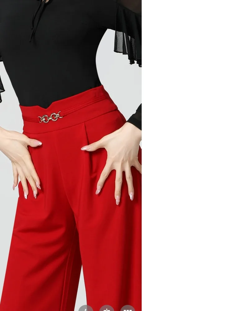 High Waist Slim Fit Dance Pants for Women – Solid Color Stretch Trousers for Ballroom Latin Stage Wear Elegant Street Trousers