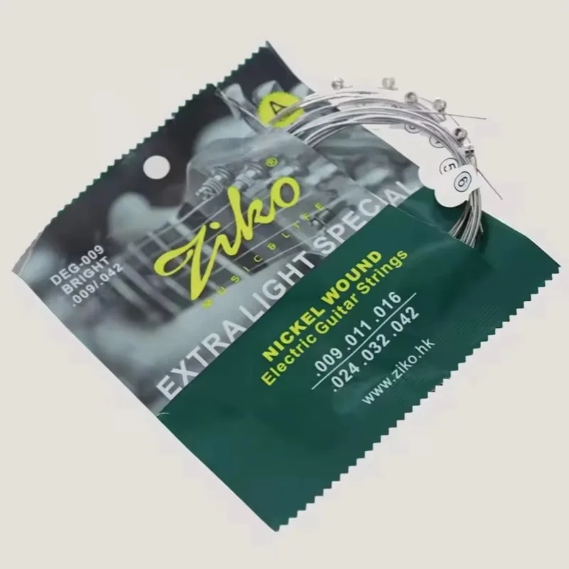 DEG-009 Nickel Coated Electric Guitar Strings, Extra Light Steel Core Strings Set for Electric Guitar Beginners