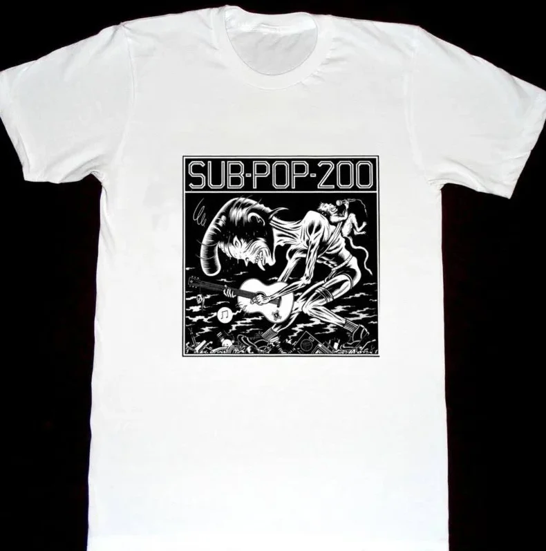 

Vintage Sub Pop 200 Heavy Cotton White Full Size Men Women Tee Shirt