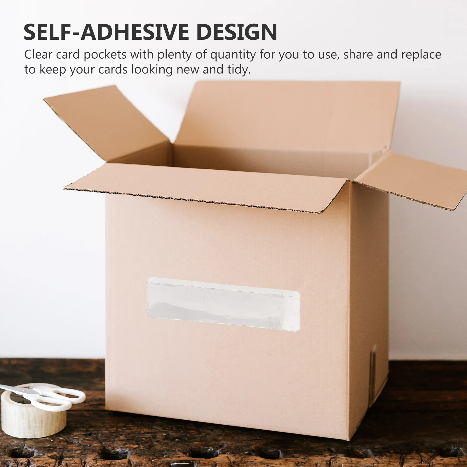 

1 Set Adhesive Index Pockets Clear Plastic Label Holders Self-Adhesive Sleeve Business Warehouse Supplies Sticky Label Pouches