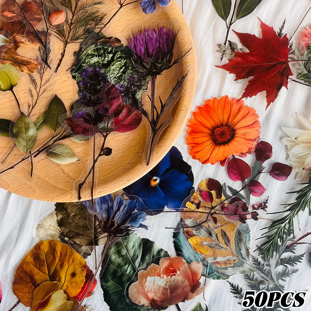 50 Stück Pflanzenmuster-Aufkleber für Gepäck, Laptop, Scrapbook, Tagebuch, Kunstbrett, Gitarre, Skateboard, Wasserflasche, DIY-Dekorationen