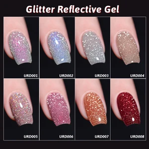 UR SUGAR 15ml Sliver Pemoles Gel Kuku Reflektif Semi Permanen Berkilau Semi Permanen Efek Kilau Gel UV Manikur Seni Kuku 8 glitter penjualan terbaik untuk kuku - №