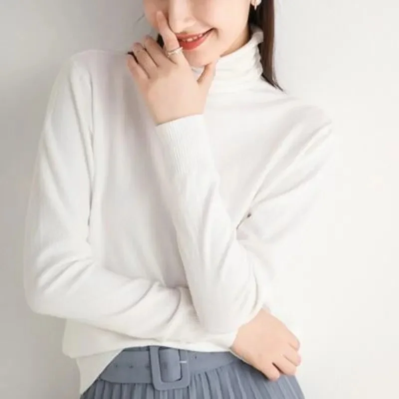 

New Turtleneck Jumper Woman Knitted Blouses Fashion Ladies Sweaters Winter 2024 Thermal Striped Long Sleeve Autumn Warm Tops