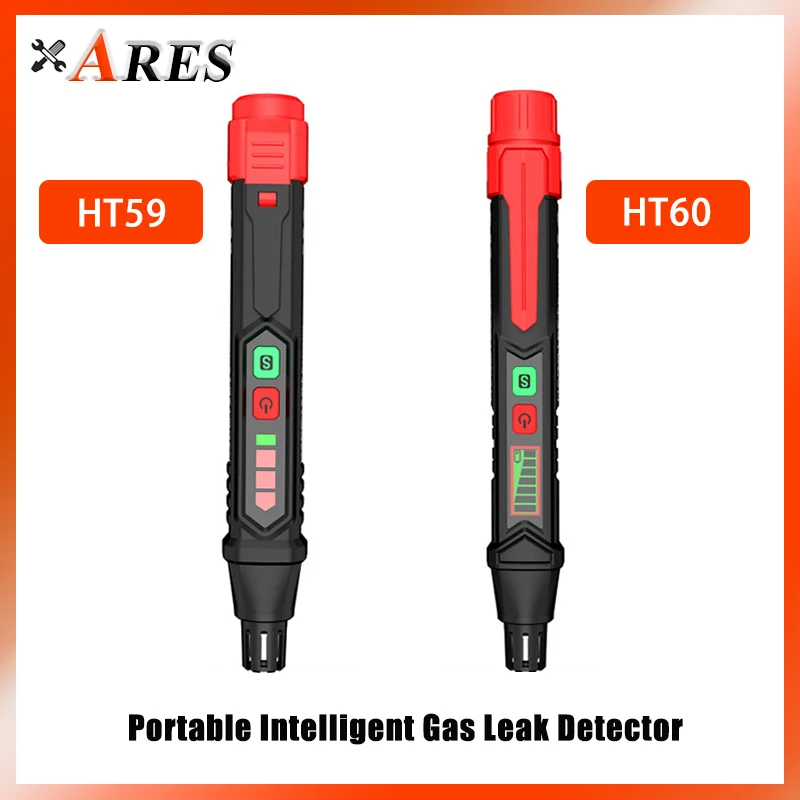 HT59/HT60 Portable Intelligent Gas Leak Detector Handheld Multi-functional Combustible Gas Detector Audible and Visual Alarm