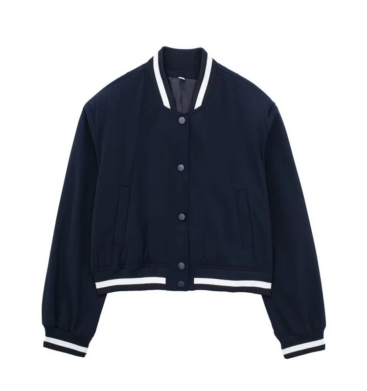 

Fall 2023 New Sle Loose Fit ort Jaet Baseball orm Collar Stand Collar Color Blo Versatile Women's Faion Outerwear