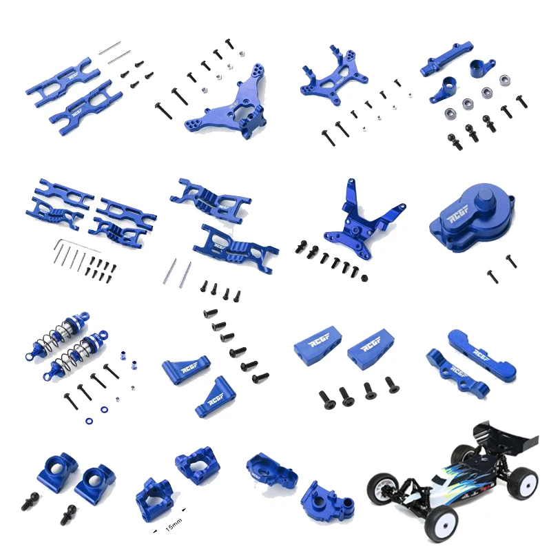 RCGOFOLLOW Aluminum Steering Knuckle Suspension Arms Set for RC Crawler Car LOSI 1/16 Mini-B Mini-T 2WD RC Buggy Upgrade Parts