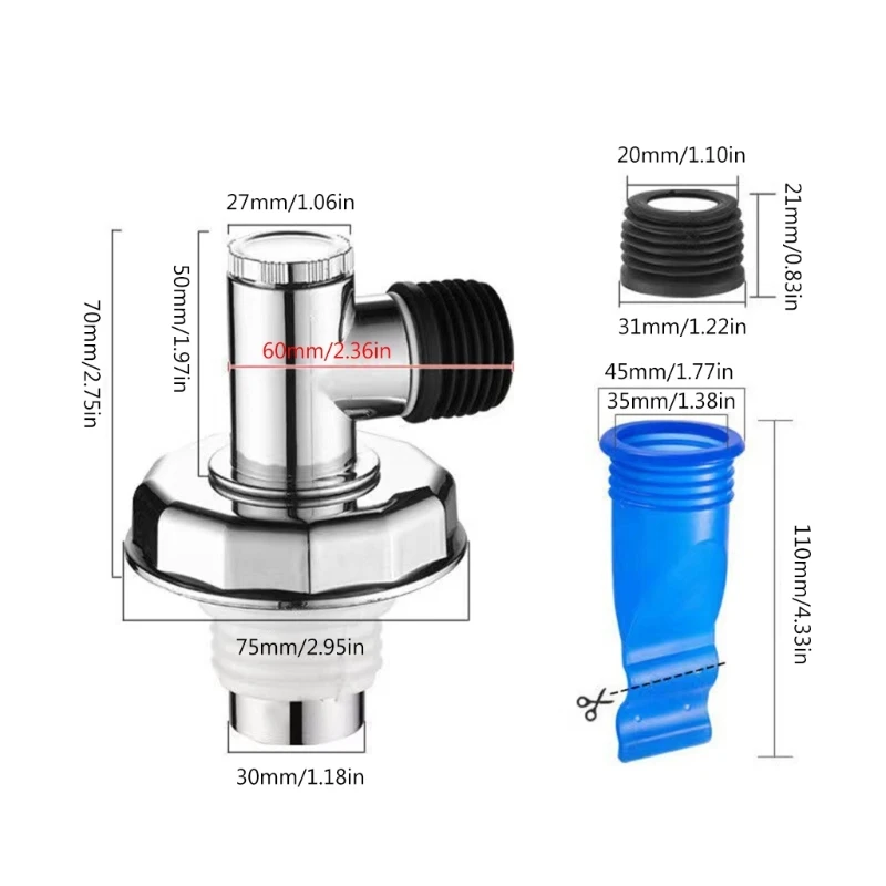 ตัวเชื่อมต่อท่อระบายน้ำชั้นเครื่องซักผ้าอะแดปเตอร์ท่อระบายน้ำชั้นป้องกันการล้น