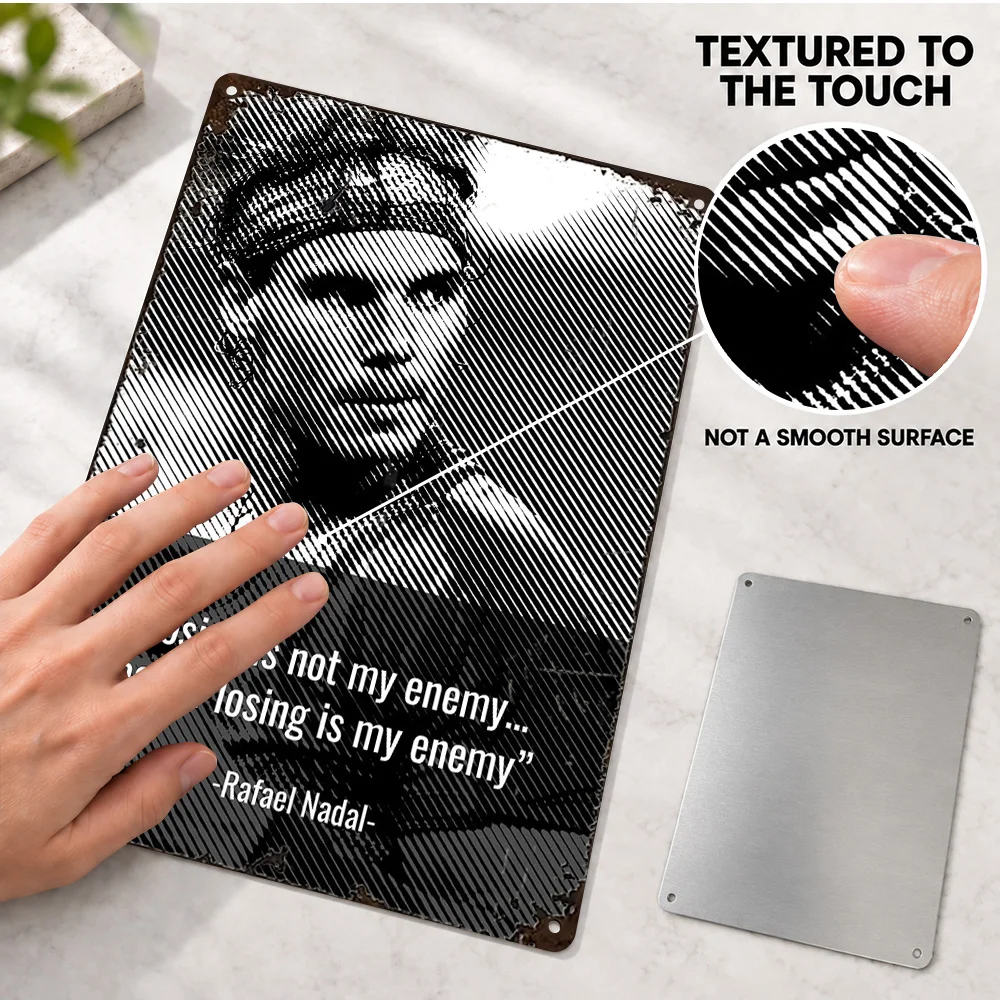 Rafael Nadal Losing Fear Quote Printed Poster Customized Aluminum Metal Sign Motivational Lettering Wall Art For Sports Lounge
