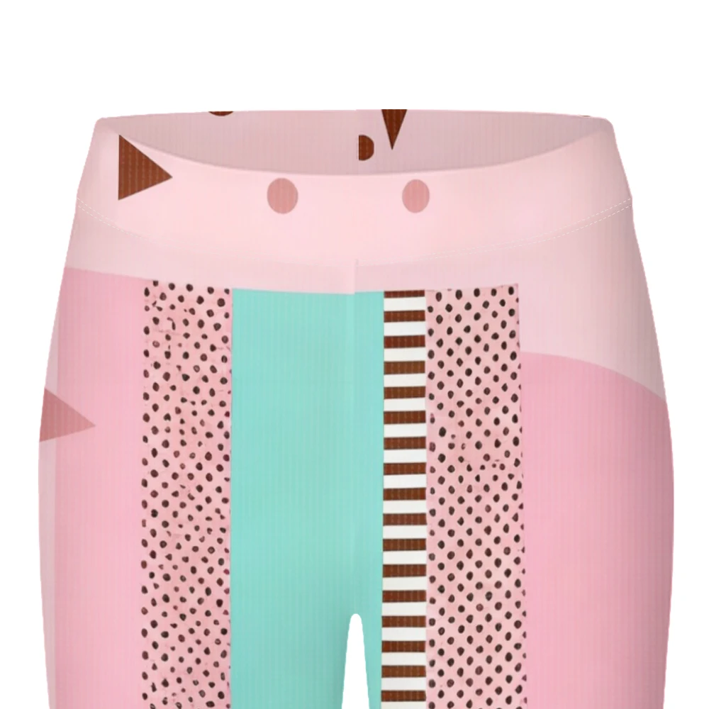 المرأة عالية الخصر نابضة بالحياة المرقعة مخطط طماق متعدد الألوان نمط هندسي بسط اليوغا السراويل لملابس النشطة العصرية #6