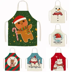 Cartoon Gingerbread Man Print Apron Christmas Decoration Party Apron Adult Kitchen Cooking Cleaning Accessories Kids Bibs