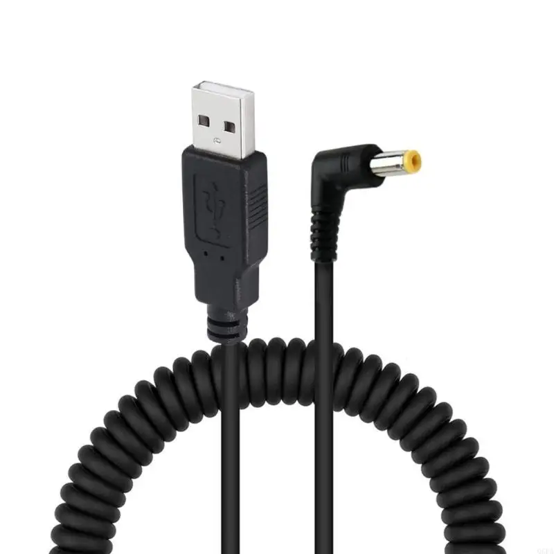 Q6PA USB To DC5.5X3.3 Male Spring Coiled Cable 1.5M With Fast Speed Charging For Portable Devices