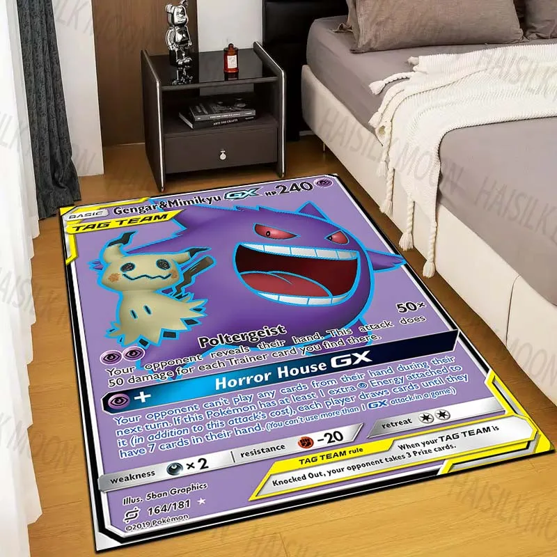 

1PC Gengar Pokémon Cards Print Rug Carpet for Living Room Children Bedroom Mat Sofa Doormat Floor Rug Home Decor Anti Slip Mat