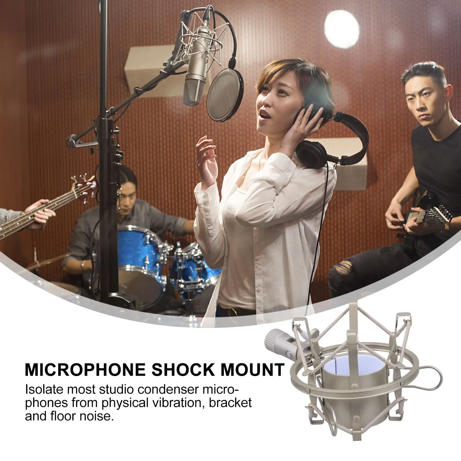 

Alloy Shockproof Microphone Stand Anti Vibration Mount Universal Mic Holder Studio Condenser Isolation Bracket 4.5mm for Singing