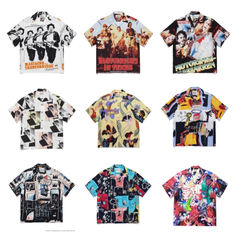 

23ss Multicolour Print WACKO MARIA Shirt High Quality 1:1 Summer Mens Womens Cuban Neck Hawaiian Short Sleeve Shirt