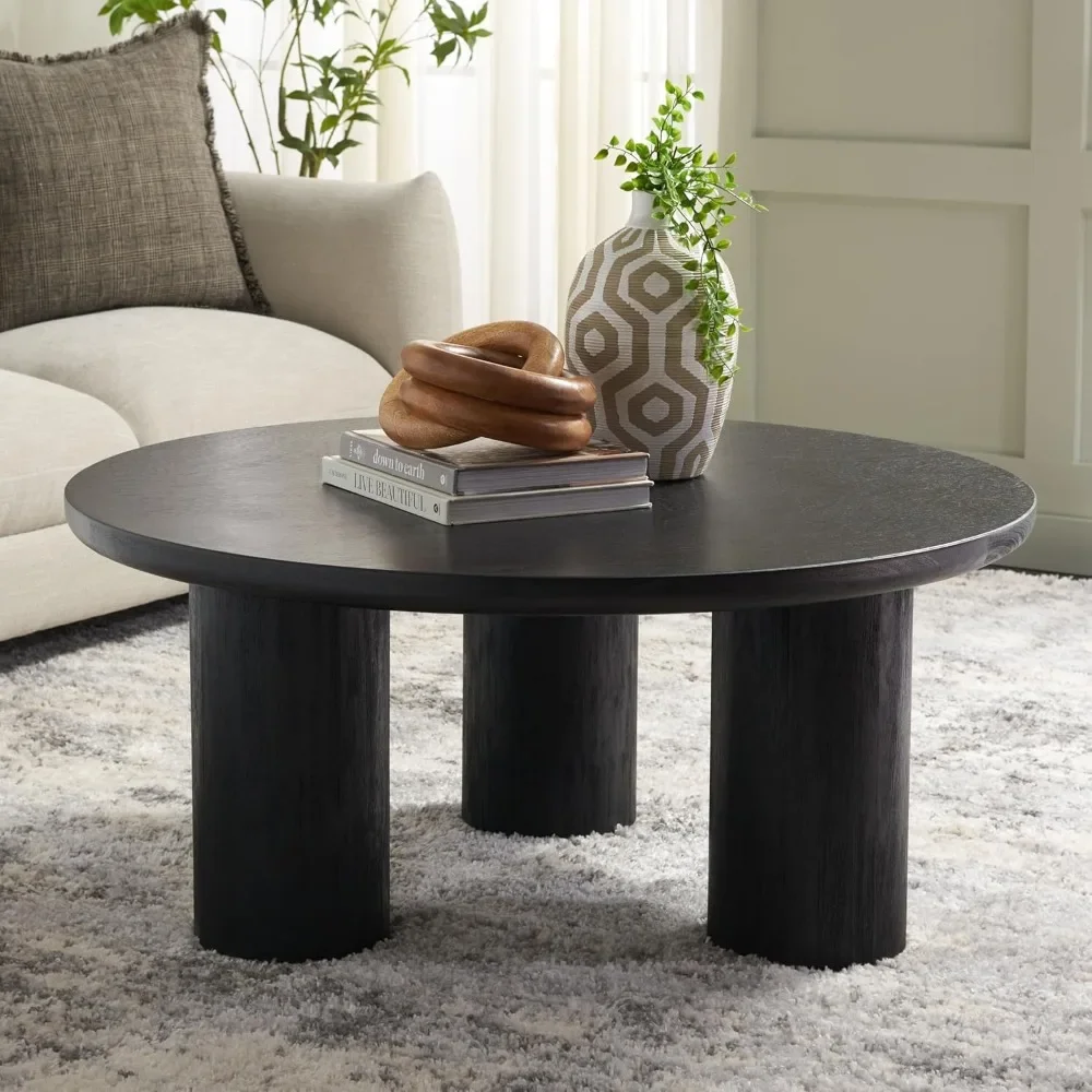 Elegant Black 3-Leg Round Coffee Table for Your Living Room