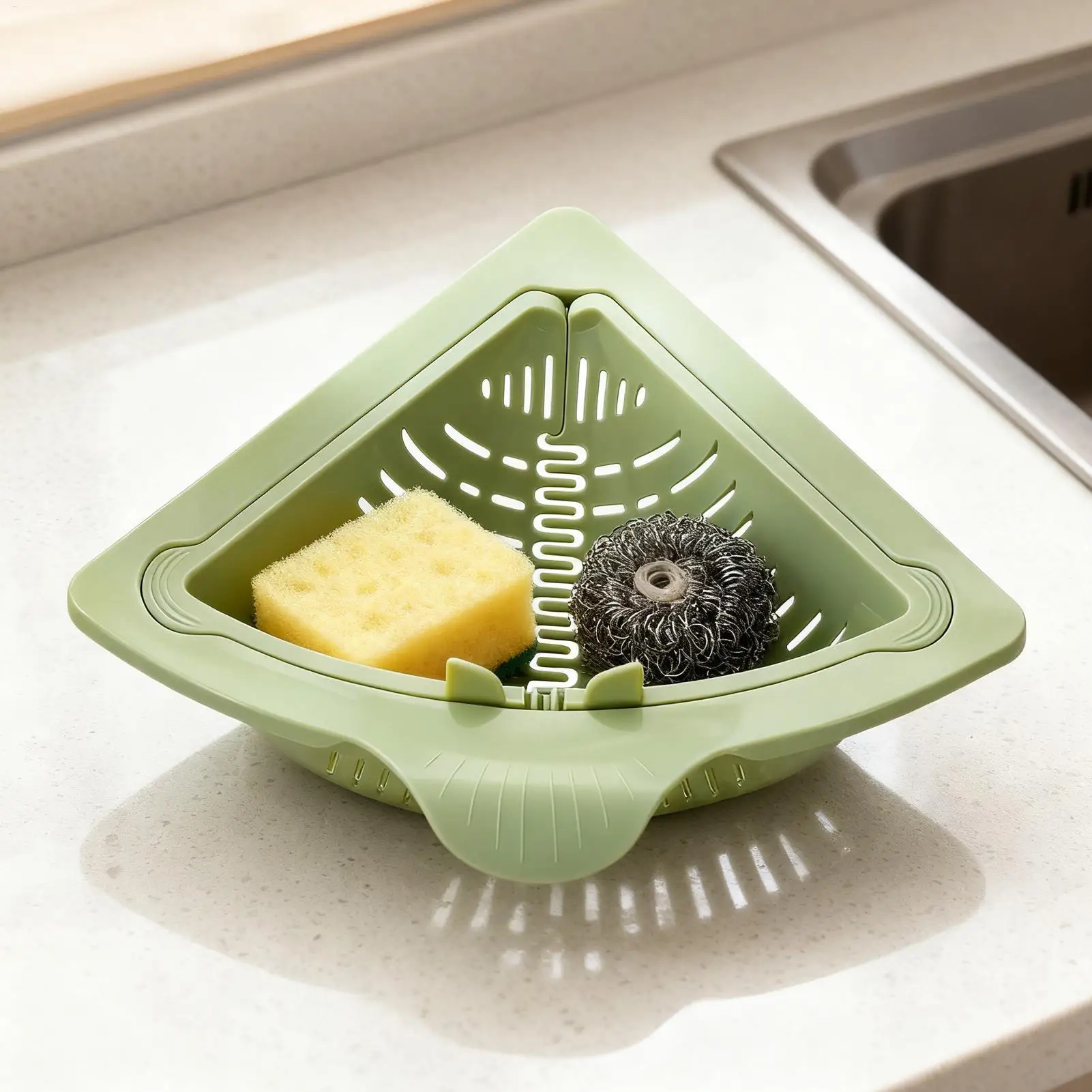 

Угловая корзина-дуршлаг для раковины с автоматическим сливом, кухонная подставка для хранения, ловушка для пищевых отходов, для мусора, остатков еды, фруктов