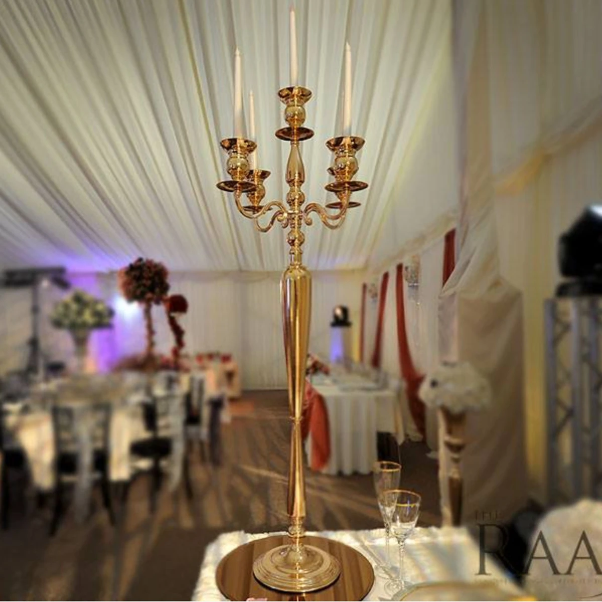 4pcs/to/10pcs)110cm tall)5 Arm Gold Candelabra r for Centerpieces  Wedding Event Table Decorative Candle Holders Candlestick