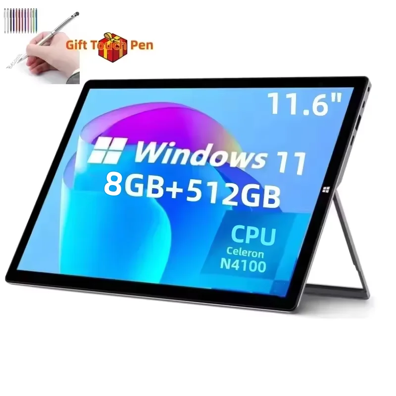 

8GB RAM 512GB SSD ROM 11.6 Inch Windows 11 Tablet PC Intel Celeron Processor N4100 CPU 1920 x 1080 Pixel 2 x USB 3.0 Port Type-C