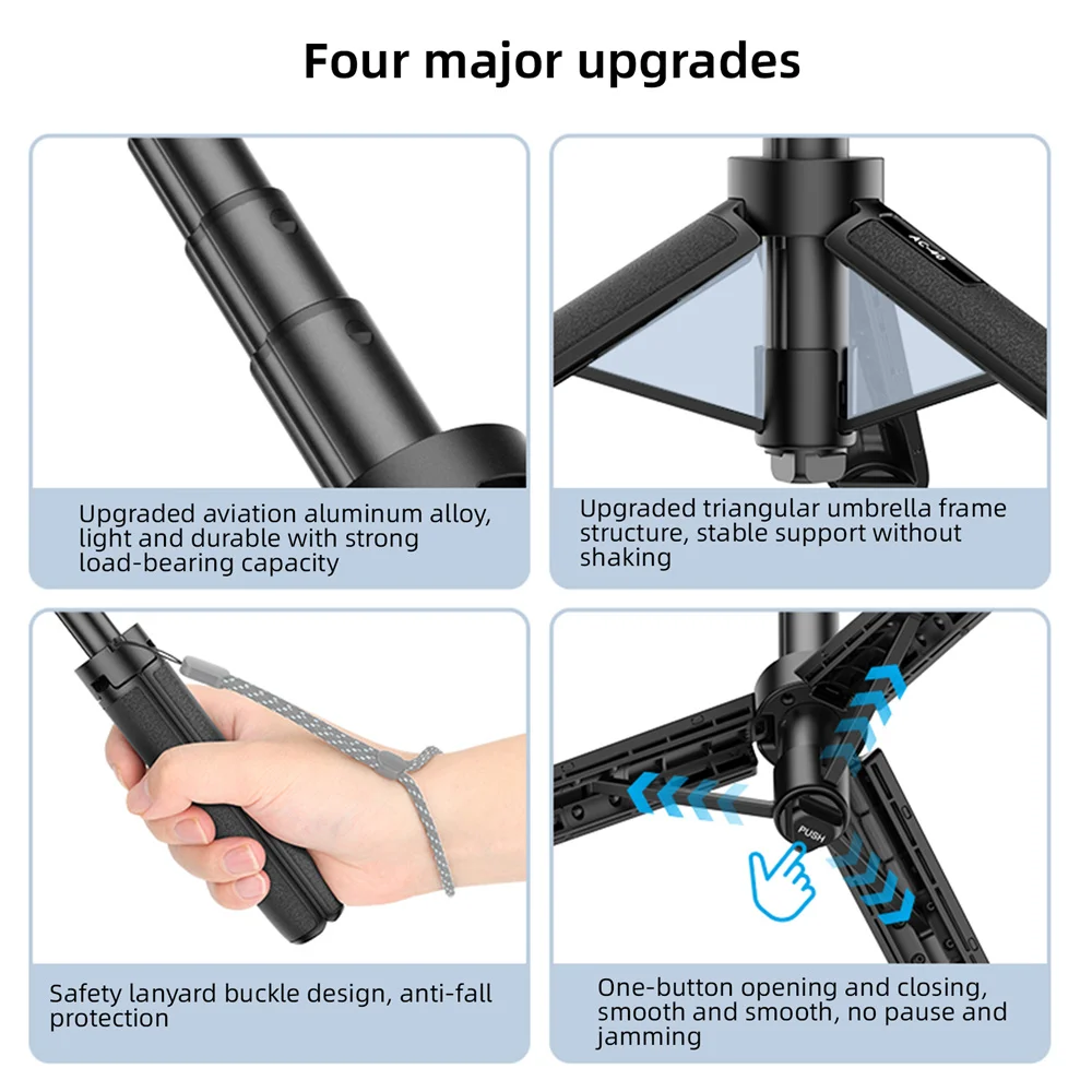 VRIG Magnetic Tripod for DJI Osmo Action 6 5 4 3 Adjustable Selfie Stick Stand Action Camera Accessories w 360 BallHead&ColdShoe