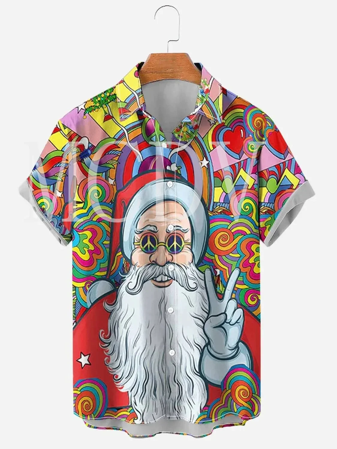 

Men's and Women's Santa Christmas 3D Printed Casual Breathable Short Sleeve Shirt