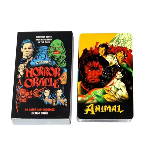 Classic Horror Tarot Cards Psychological Oracle Deck Portable Classic Horror Oracle Full English Version 50-Card Cards Game