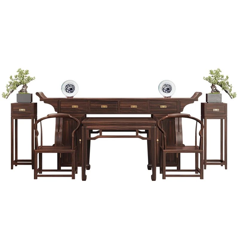 

Ebony Zhongtang six-piece new Chinese table altar
