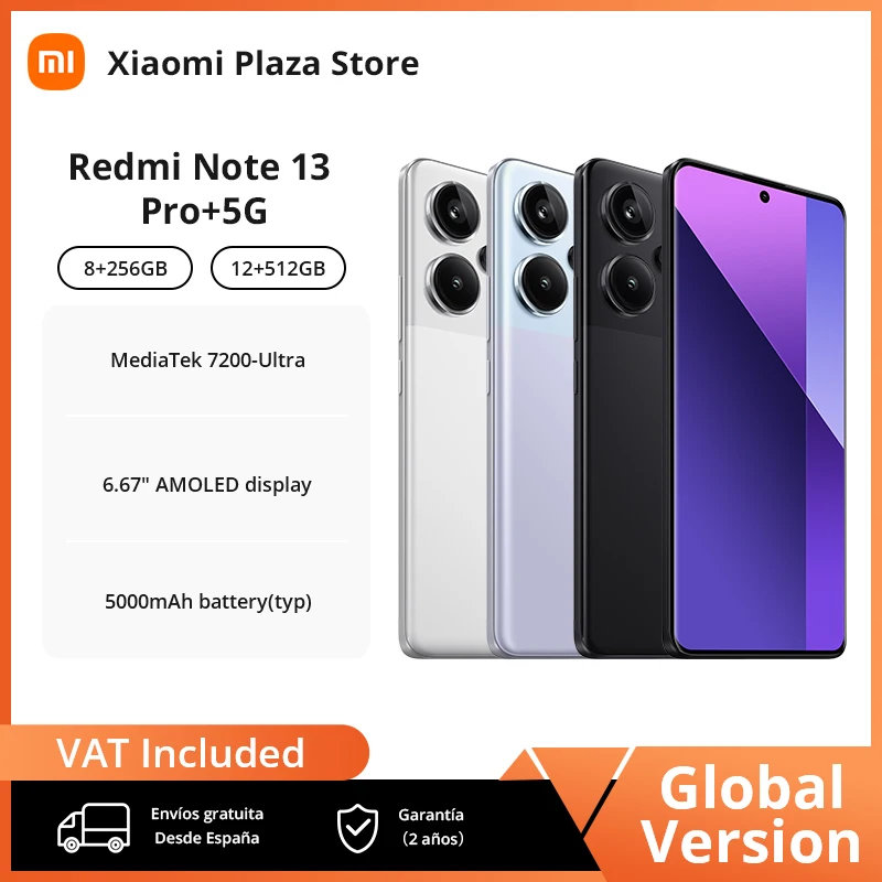 Xiaomi Redmi Note 13 Pro+ Plus 5G Smartphone NFC 12GB+512GB 200MP OIS Triple Camera 120Hz AMOLED 120W Charge Global Version