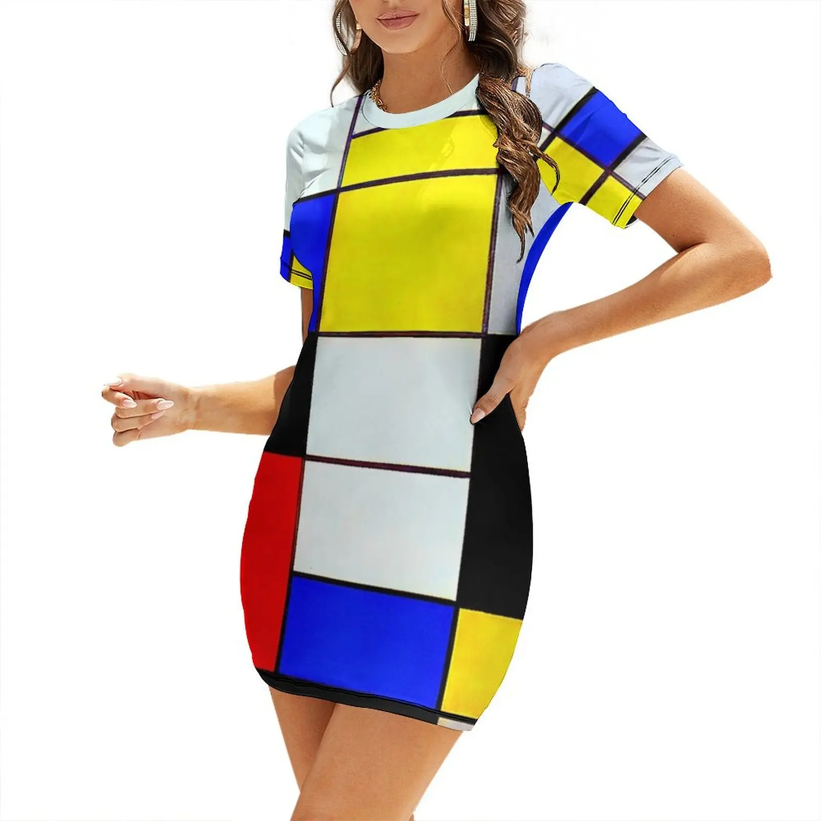 

Piet Mondrian - Composition A (Digitally Enhanced) Short-Sleeved Dress Cocktail of dresses Dress