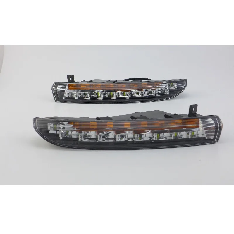 2Pcs LED DRL Daytime Running Fog Lights For VW PASSAT CC 2010-2012 White Yellow Driving Indicator Lamps Car Accessories