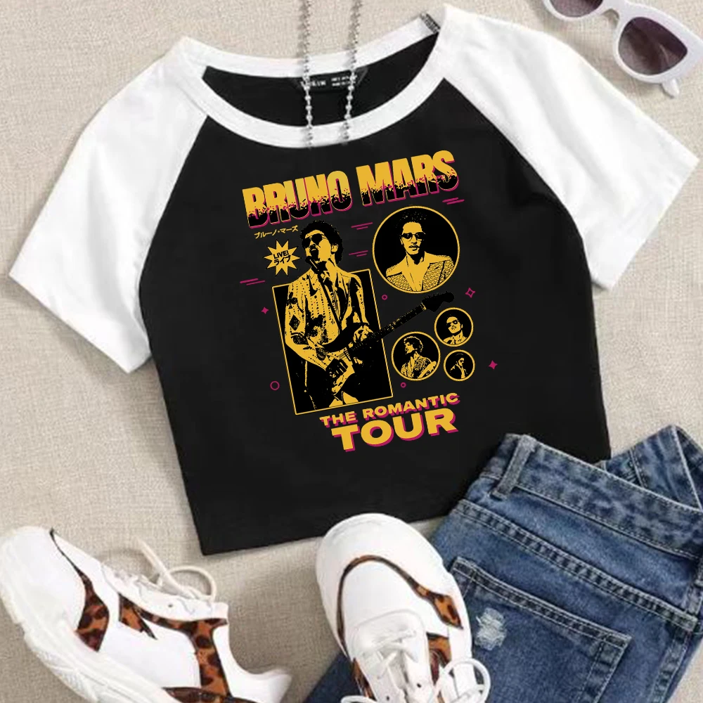 Bruno Mars The Romantic Tour Album Crop Tops Sexy Girls Hip Hop Bruno Mars Shirt for Fans Gift