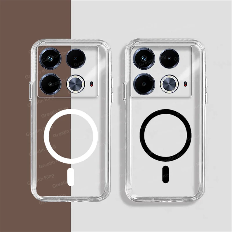 Transparent Magnetic Phone Case For Infinix Note 40 4G X6853 Case High Quality Clear Soft TPU Full Lens Protective Cover