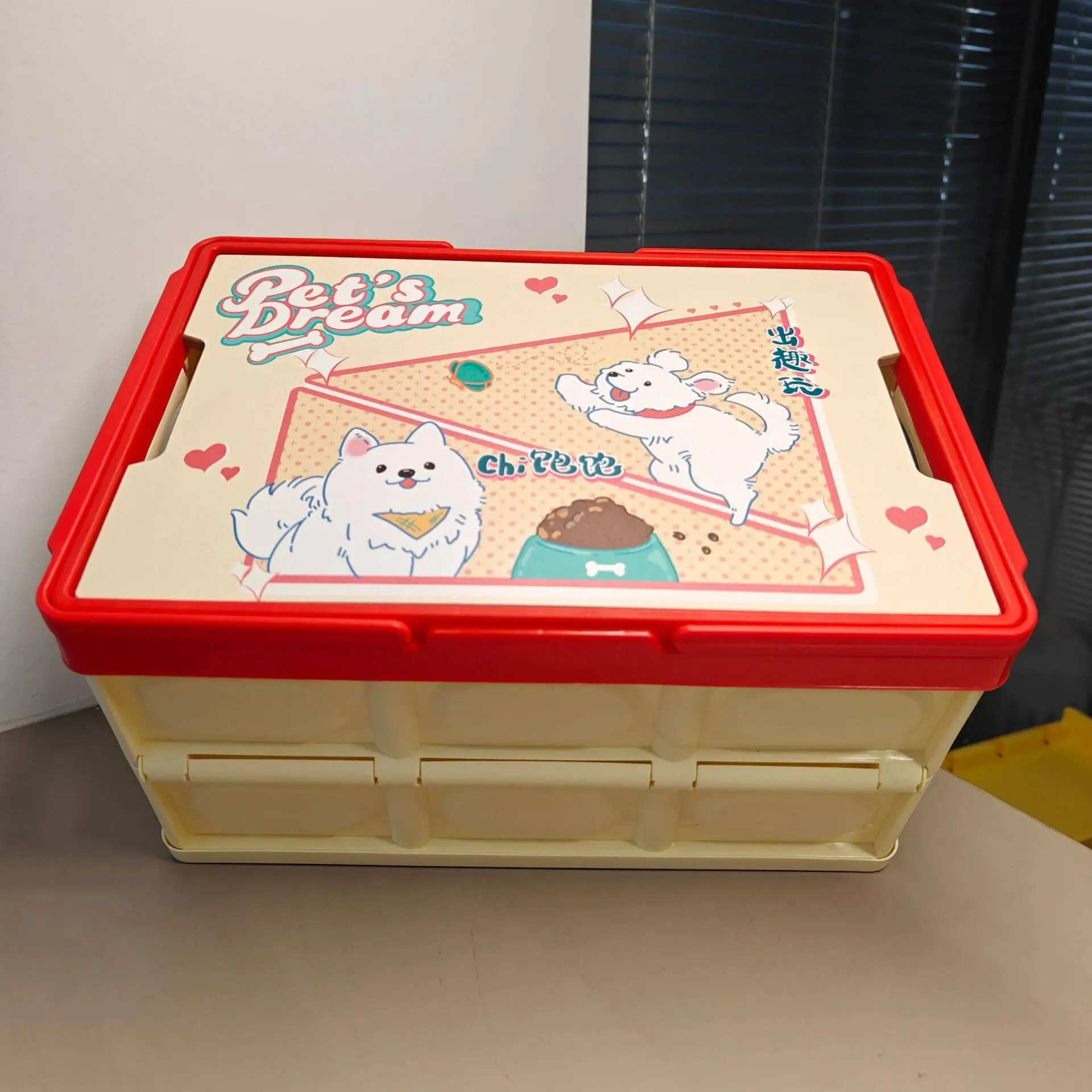 漫画柄スタッキング収納ボックス-アウトドアキャンプ用-ハンドヘルド-車載-家庭用-リビングルーム-おもちゃ-雑貨オーガナイザーボックス-ダブルドア-布製