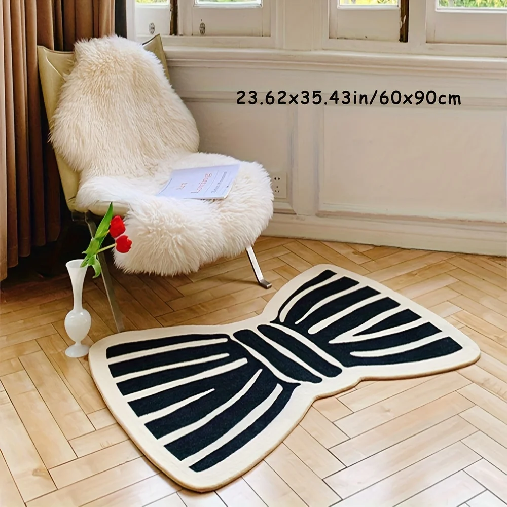 VIKAMA Korean Ins-Style, Simple Bow-Shaped Carpet, Water-Absorbing, Soft. For Bedroom, Living Room Non-Slip Home Decor Floor Mat
