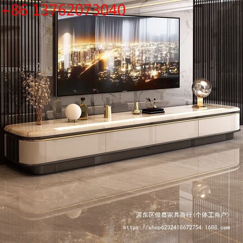 

Современная тумба под телевизор в стиле лёгкой роскоши, класс E0, устойчивая к плесени, комбинированная, с столешницей из каменной плиты для виллы